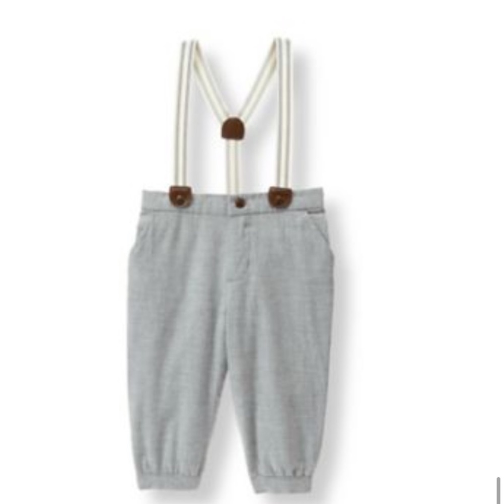 Janie and Jack baby suspender pants gray 0/3m newborn